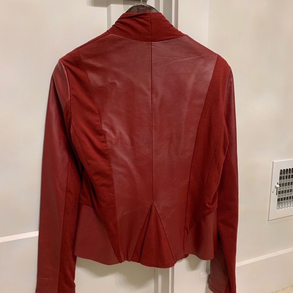 bagatelle Red Tie-Front Leather Sleeve Jacket - Picture 4 of 6